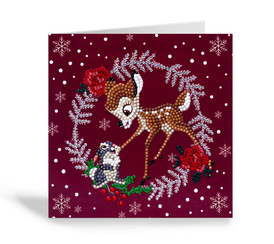 CCK-DNY810: Festive Bambi, 18x18cm Crystal Art Card