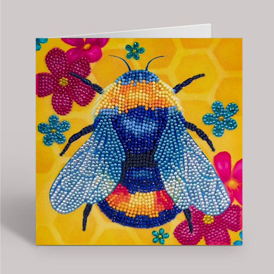 CCK-A112: "Floral Bumblebee" 18x18cm Crystal Art Card