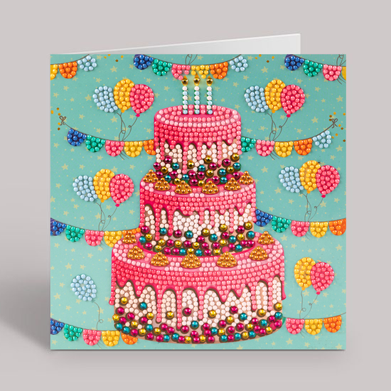 CCK-A124: "Happy Birthday" 18x18cm Crystal Art Card