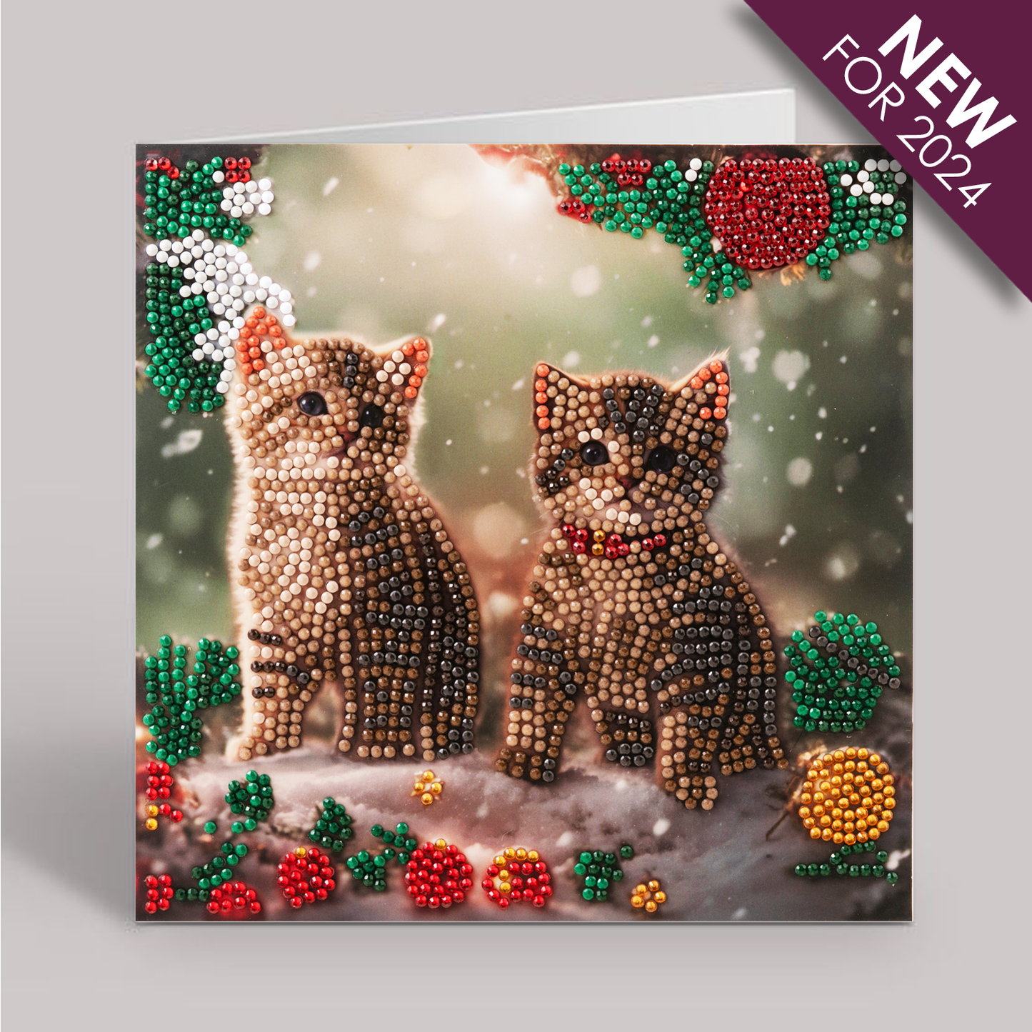 "Christmas Kittens" Crystal Art Card 18x18cm