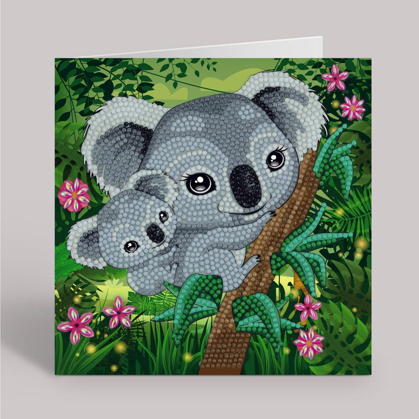 CCK-A82: "Koala Hugs" 18x18cm Crystal Art Card