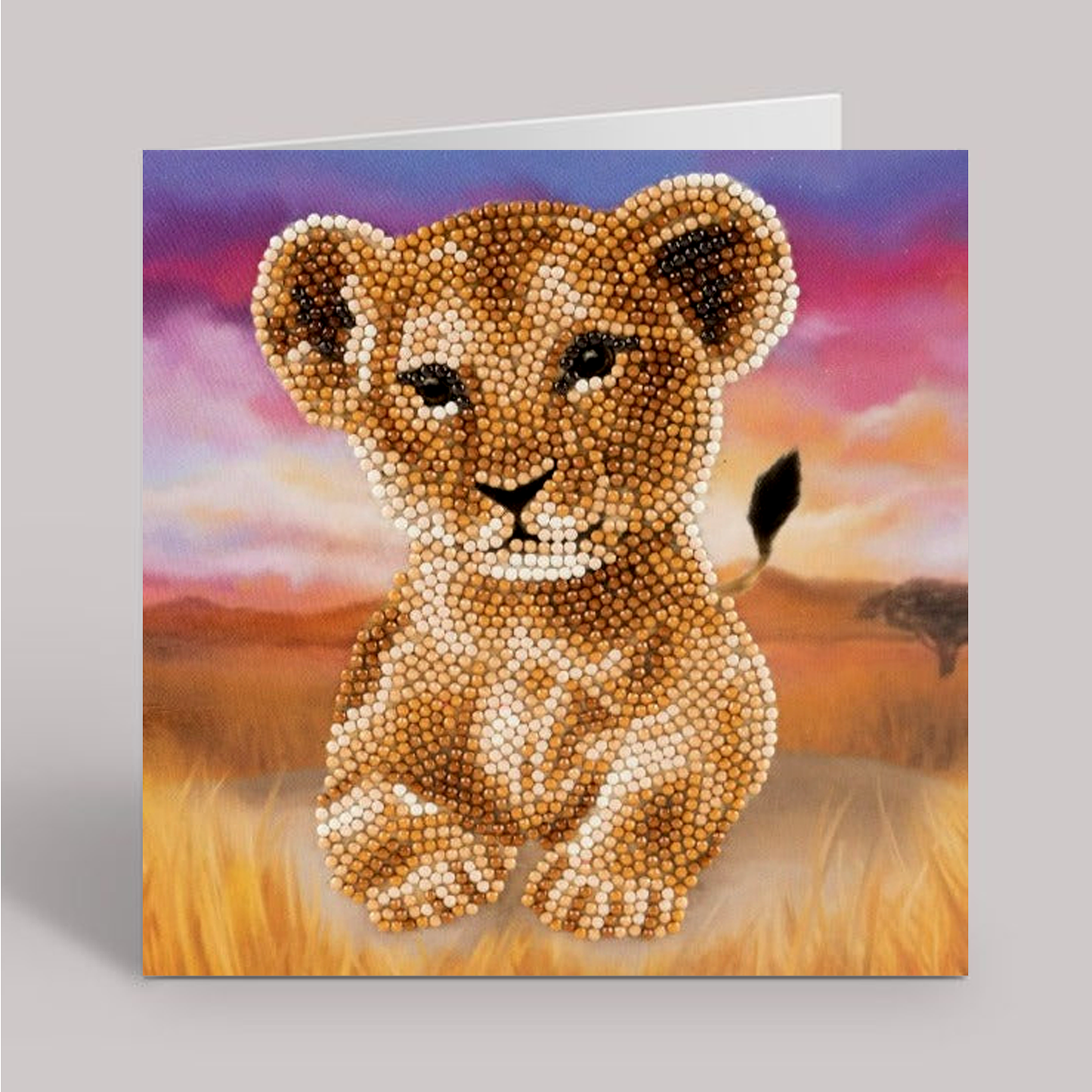 CCK-A122: "Lion Cub" 18x18cm Crystal Art Card