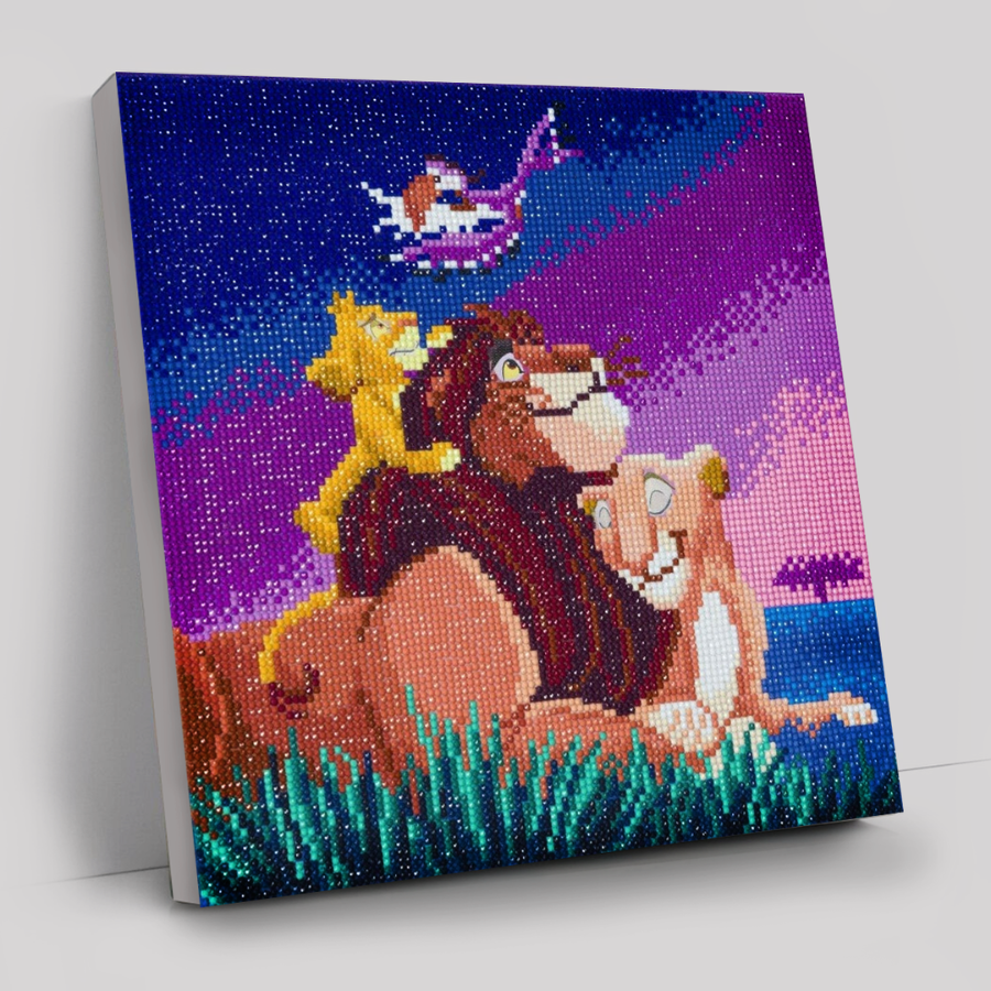 CAK-DNY701M: Lion King Family, 30x30cm Crystal Art Kit