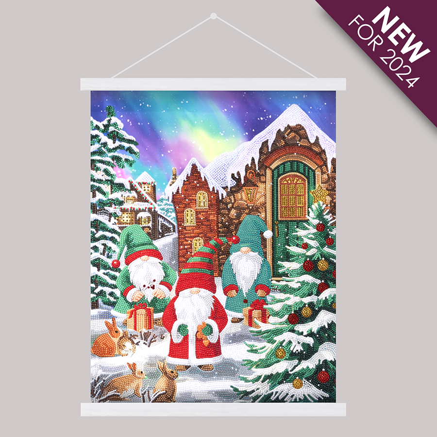 ‘Three Merry Gnomes’ Crystal Art Scroll Kit 40x50cm