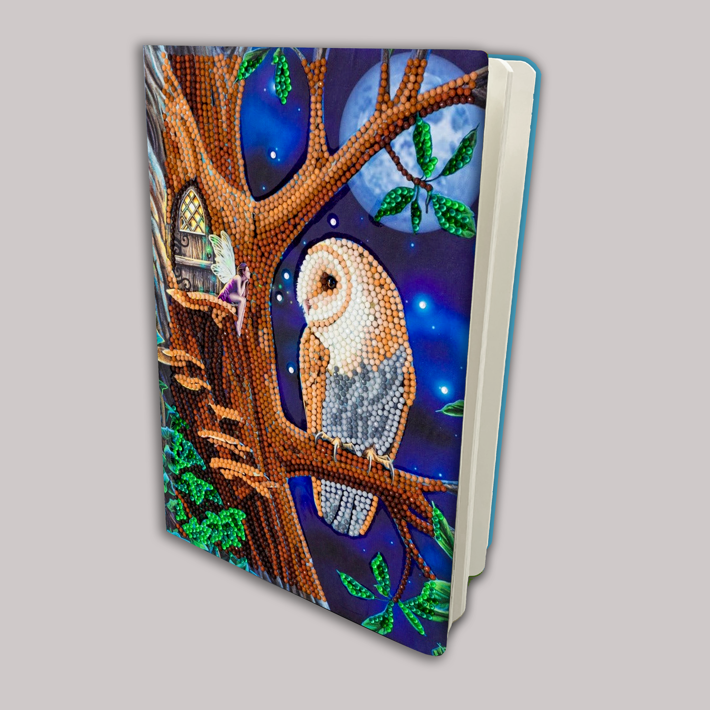 CANJ-1 "Owl and Fairy Tree" Crystal Art Notebook Kit, 26 x 18cm