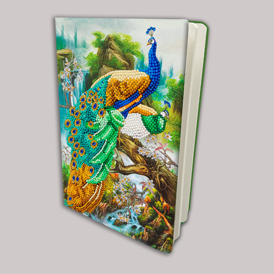 CANJ-17: "Peacock Waterfall" Crystal Art Notebook