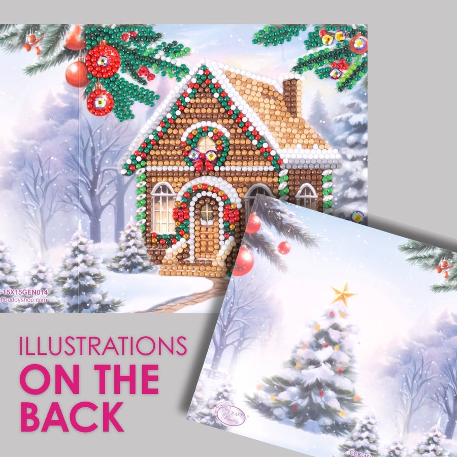 Snowy Cottage Crystal Art Card Kit 15x15cm
