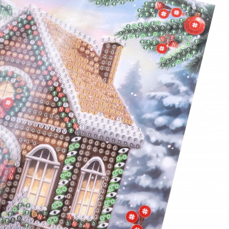 Snowy Cottage Crystal Art Card Kit 15x15cm