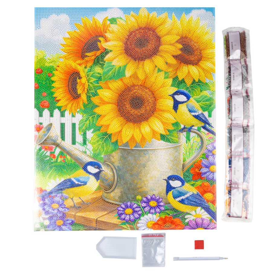 Sparkling Sunflowers Crystal Art Canvas Kit 40x50cm