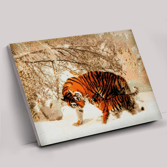 CAK-A43: "Winter Tigers" Framed Crystal Art Kit, 40 x 50cm