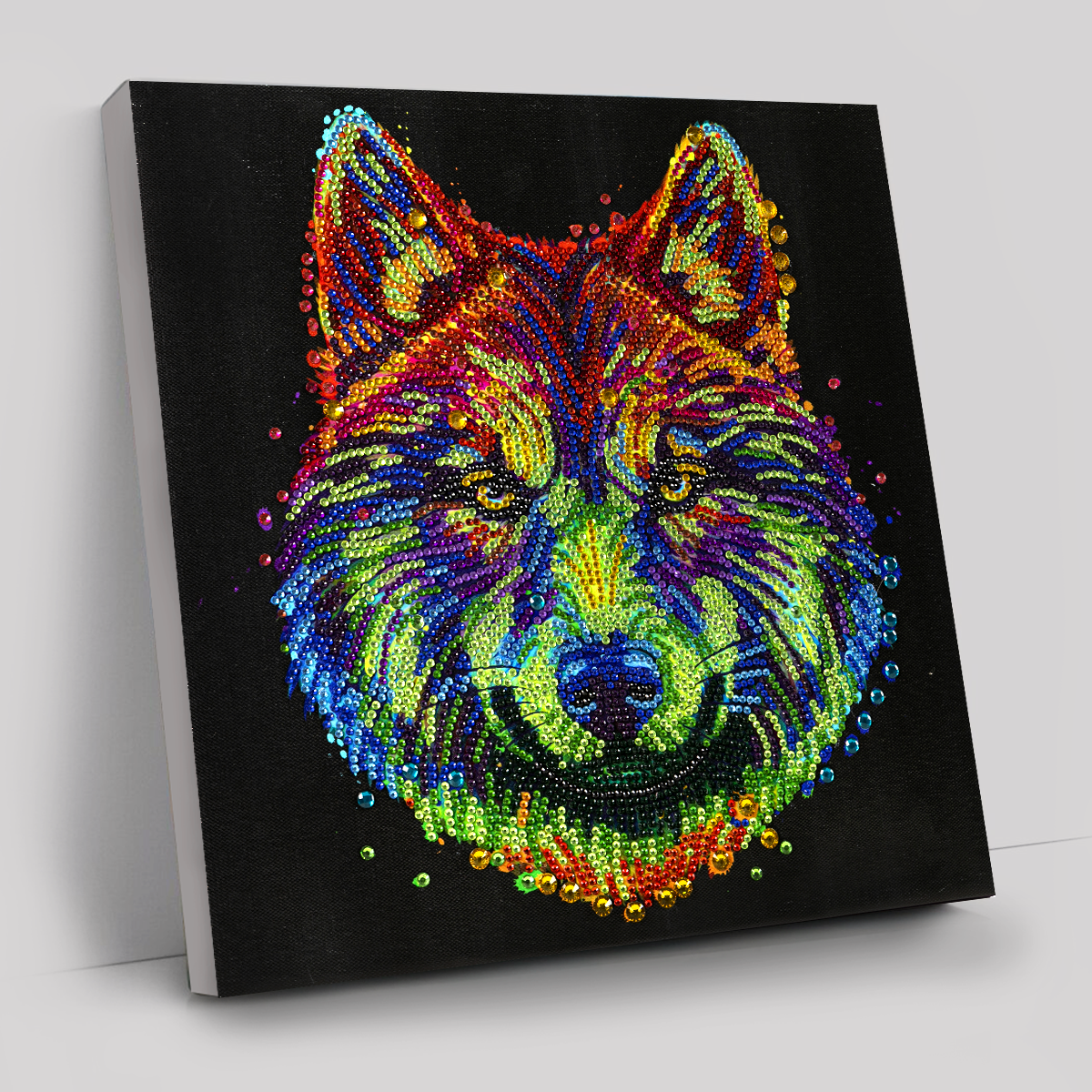 CAK-A187M: "Colourful Wolf" 30x30cm Crystal Art Kit