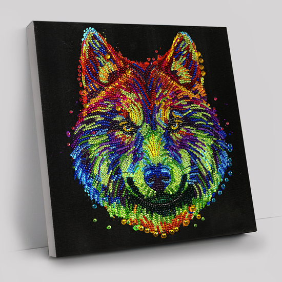 CAK-A187M: "Colourful Wolf" 30x30cm Crystal Art Kit