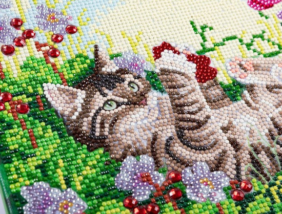 "Playful Cat" 30x30cm Crystal Art Kit - Close Up