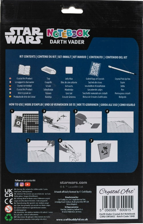 Darth Vader Crystal Art Notebook - Back Packaging