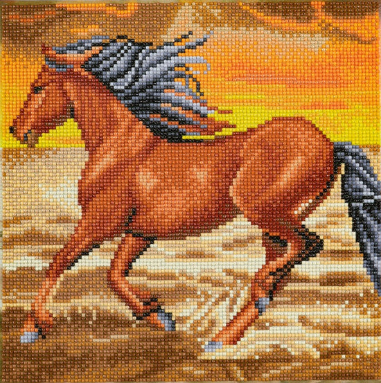 CAK-QVC-3030M-01: Horse on the Run, 30x30cm Crystal Art Kit