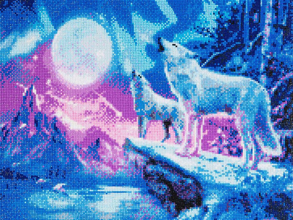 CAK-A27: "Wolves & Northern Lights" Framed Crystal Art Kit, 40 x 50cm