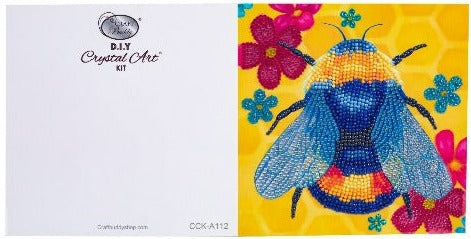 Floral Bumble Bee 18x18cm Crystal Art Card