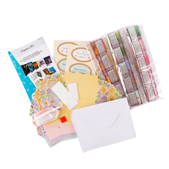 "Bouquet Cards" Crystal Art Paper Crafting Kit - Set of 12 Content