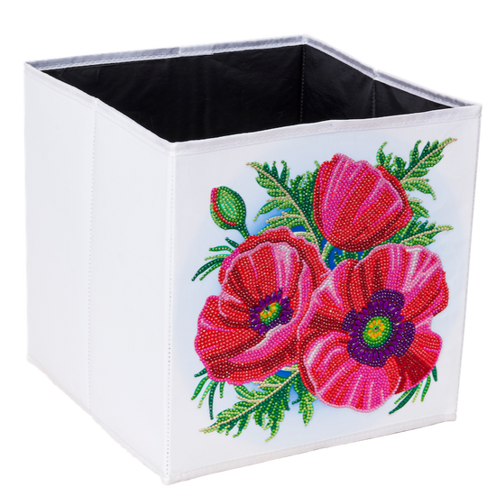 CA-FSBKT6 - Crystal Art Folding Storage Box 30*30cm - Pretty Poppies