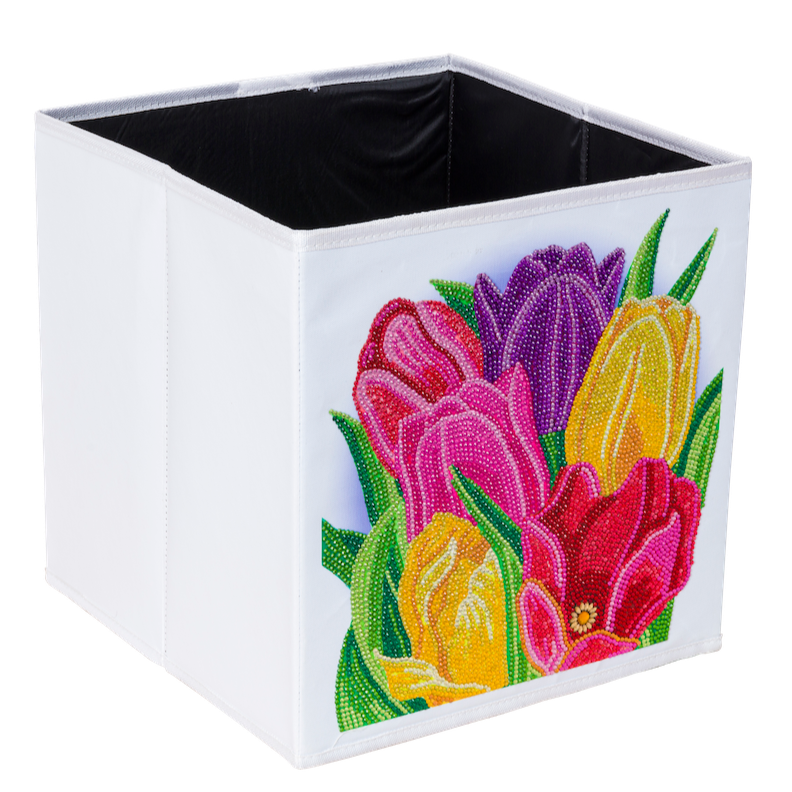 CA-FSBKT7 - Crystal Art Folding Storage Box 30*30cm- Terrific Tulips