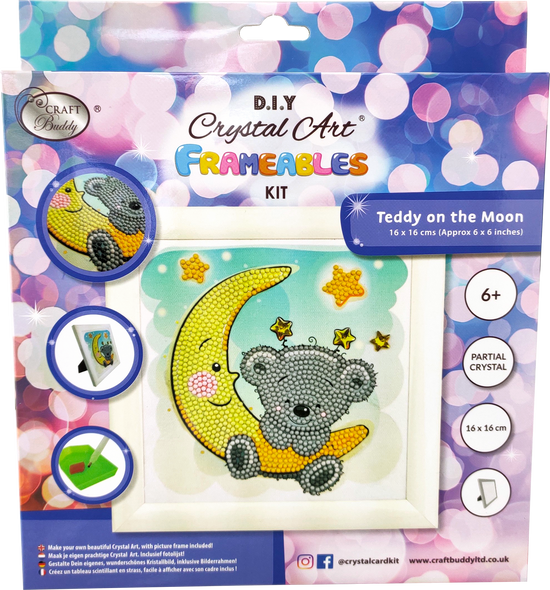 CAFBL-2: "Teddy on the Moon" Crystal Art Frameables Kit with Picture Frame