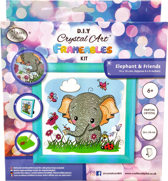 CAFBL-3: "Elephant" Crystal Art Frameables Kit with Picture Frame