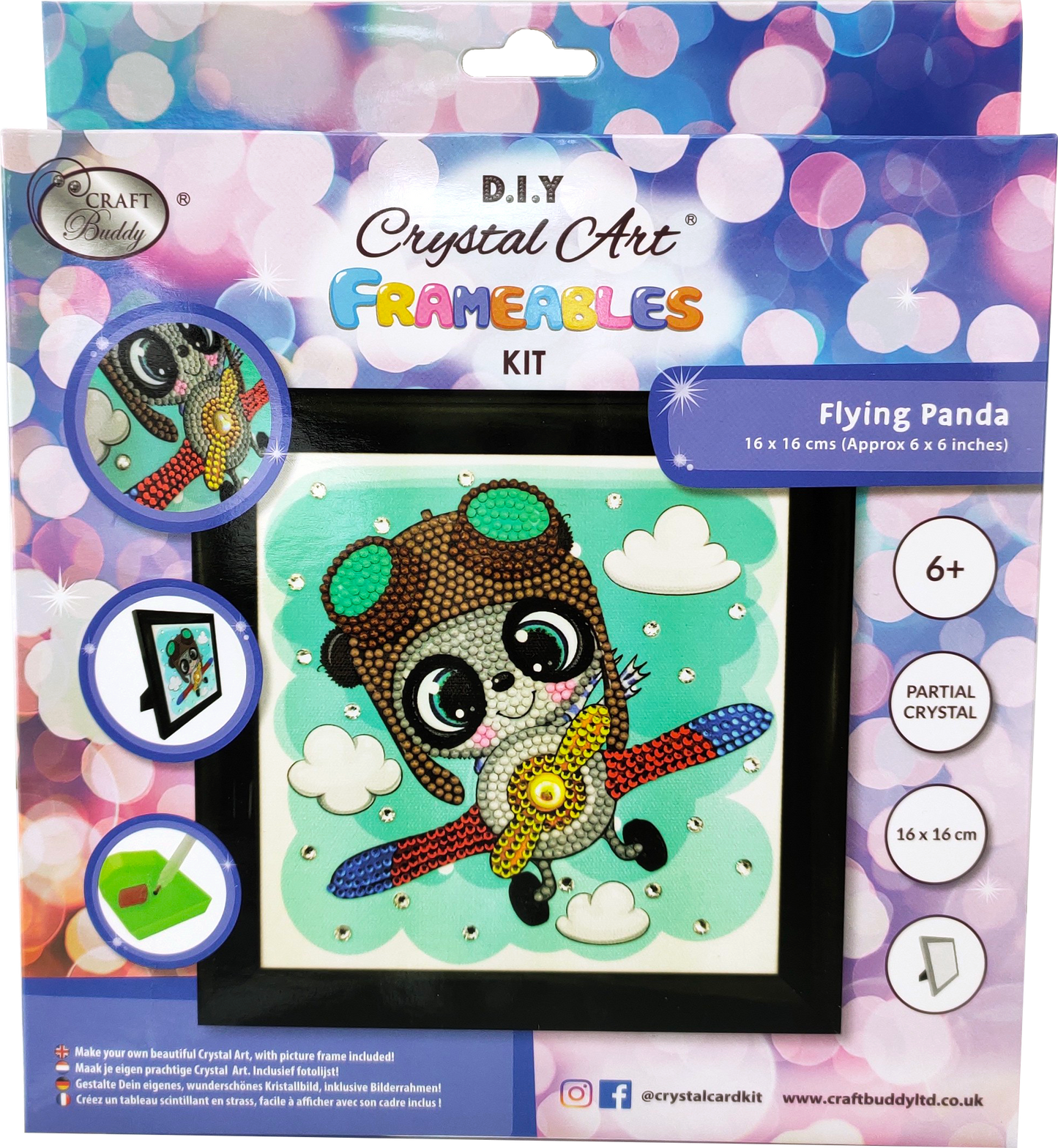 CAFBL-5: "Flying Panda" Crystal Art Frameables Kit with Picture Frame