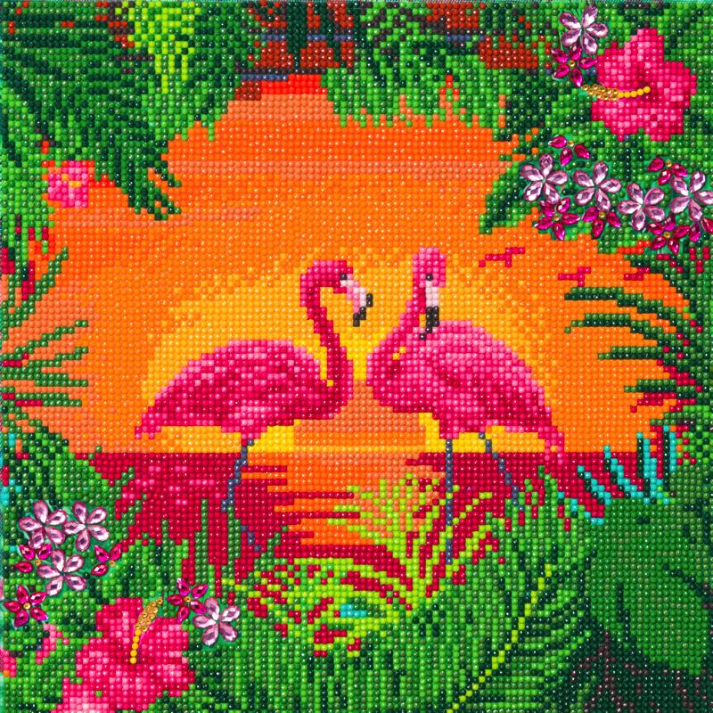 CAK-A117: Fancy Flamingos, 30x30cm Crystal Art Kit