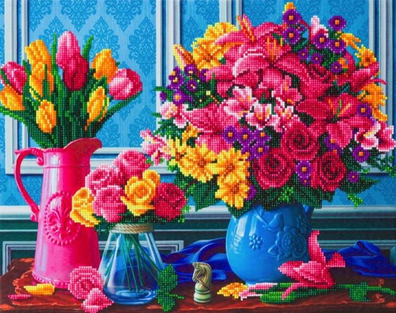 CAK-A126L: Beautiful Blooms, 40x50cm Crystal Art Kit