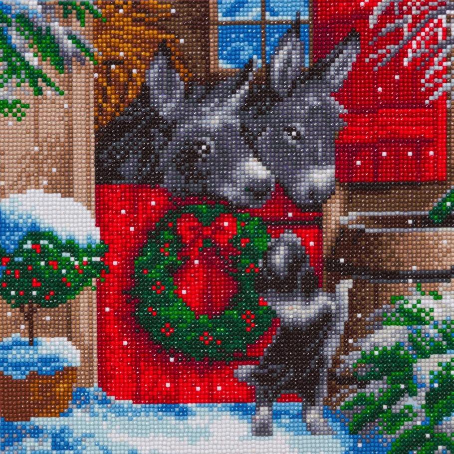 CAK-A129M: "Yuletide Stable" 30x30cm Crystal Art Kit