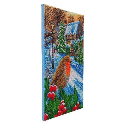 CAK-A133L: "Wintery Robin" 40x50cm Crystal Art Kit