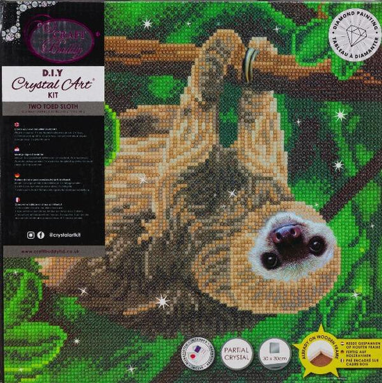 CAK-A143M: "Two Toed Sloth" 30x30cm Crystal Art Kit