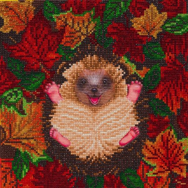 CAK-A146M: "Autumn Hedgehog" 30x30cm Crystal Art Kit