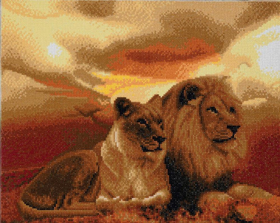 CAK-A55: "Lions of Savannah" Framed Crystal Art Kit, 40 x 50cm