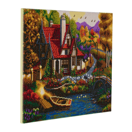 CAK-A56: "Riverside Cottage" Framed Crystal Art Kit, 40 x 50cm