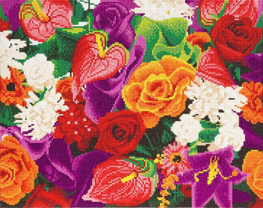 CAK-A88: "Colourful Flowers" Framed Crystal Art Kit, 40 x 50cm