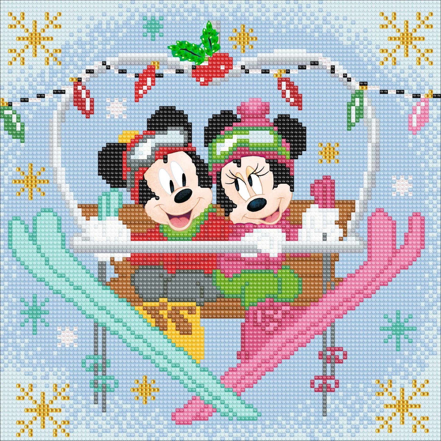 CAK-DNY709M: Winter Mickey and Minnie, 30x30cm Crystal Art Kit