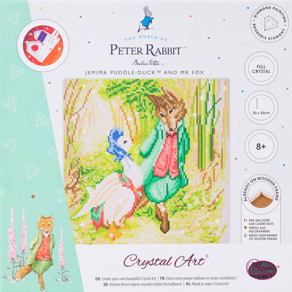 CAK-PRBT30M: Jemima Puddle-Duck and Mr Fox 30x30m Crystal Art Canvas Kit
