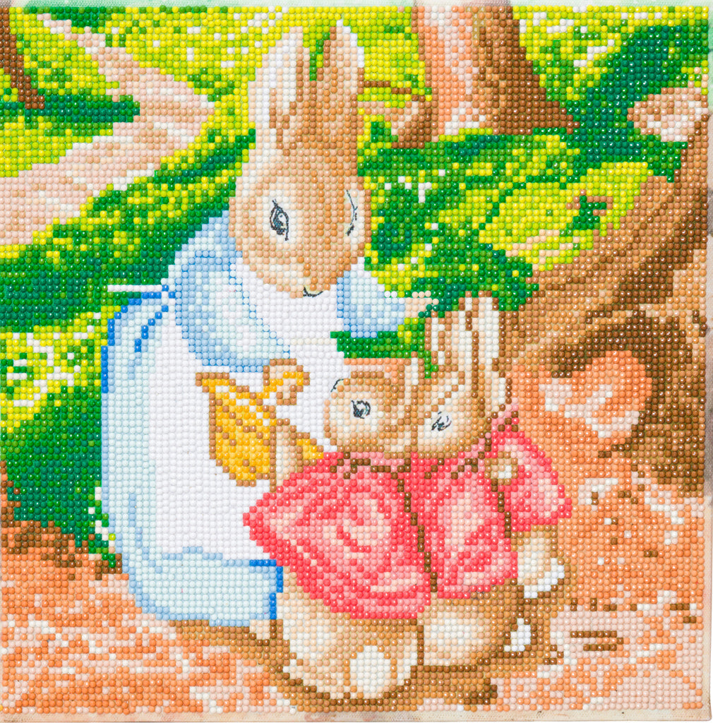 CAK-PRBT32M: Mrs Josephine Rabbit & The Flopsy Bunnies 30x30m Crystal Art Canvas Kit