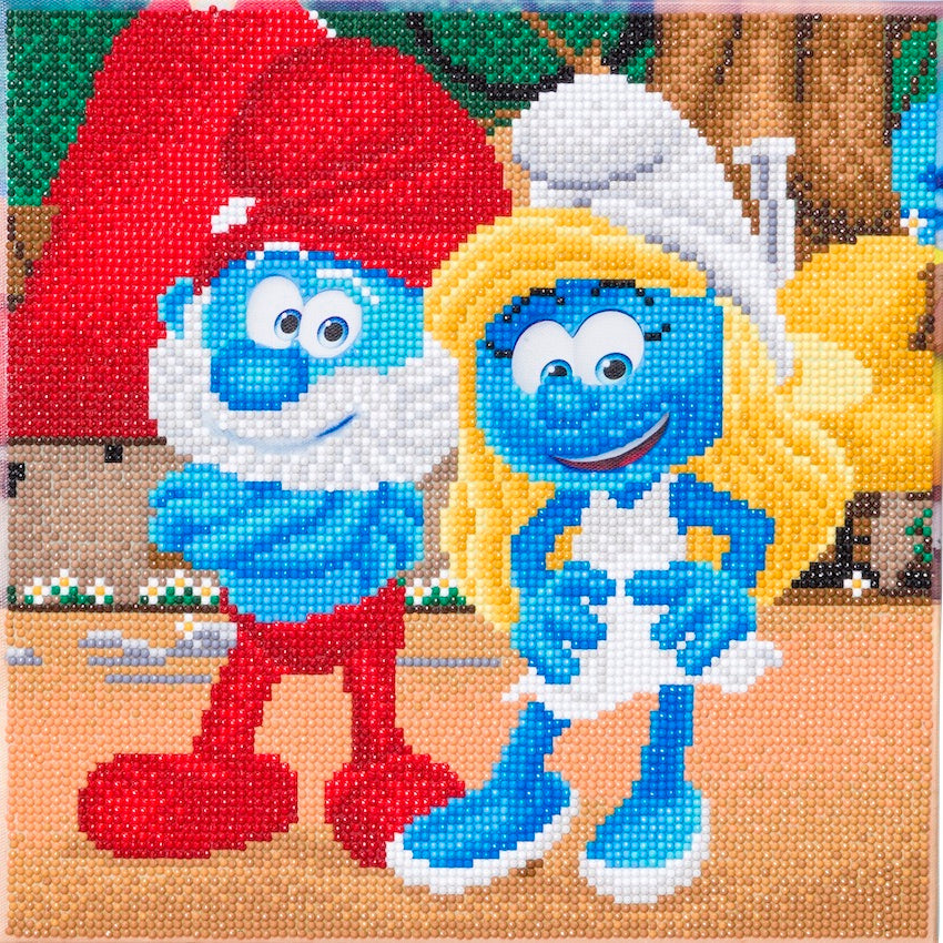 CAK-SMRF540M: Smurfette and Papa Smurf 30x30cm Crystal Art Kit