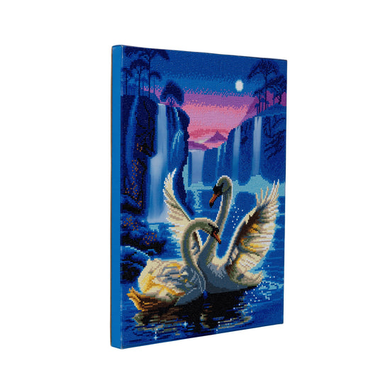CAK-XLED7 "Moonlight Swans" Framed LED Crystal Art Kit - 40 x 50