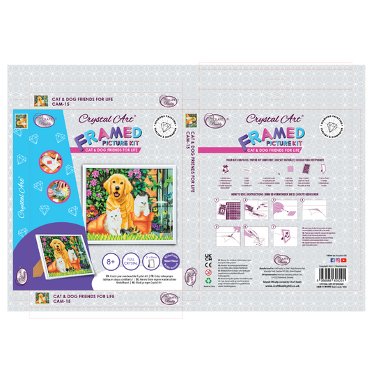 "Cat & Dog" Crystal Art Picture Frame Kit Front Packaging