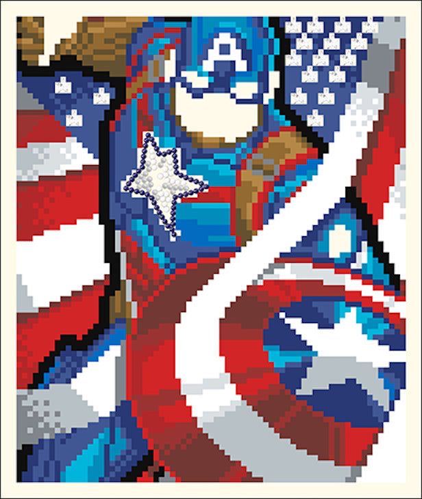 CAM-MCU930-WHITE: Captain America Crystal Art Framed Picture Kit 21x25m