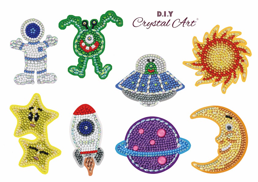 CAMK-2021SET6: Crystal Art SPACE SUPERSTARS Sticker Set - Page of 8 stickers