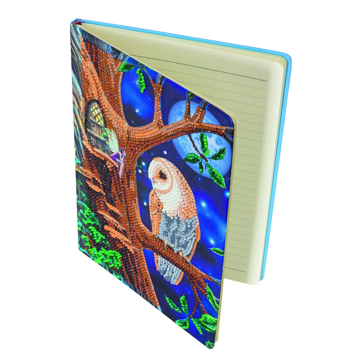 CANJ-1 "Owl and Fairy Tree" Crystal Art Notebook Kit, 26 x 18cm