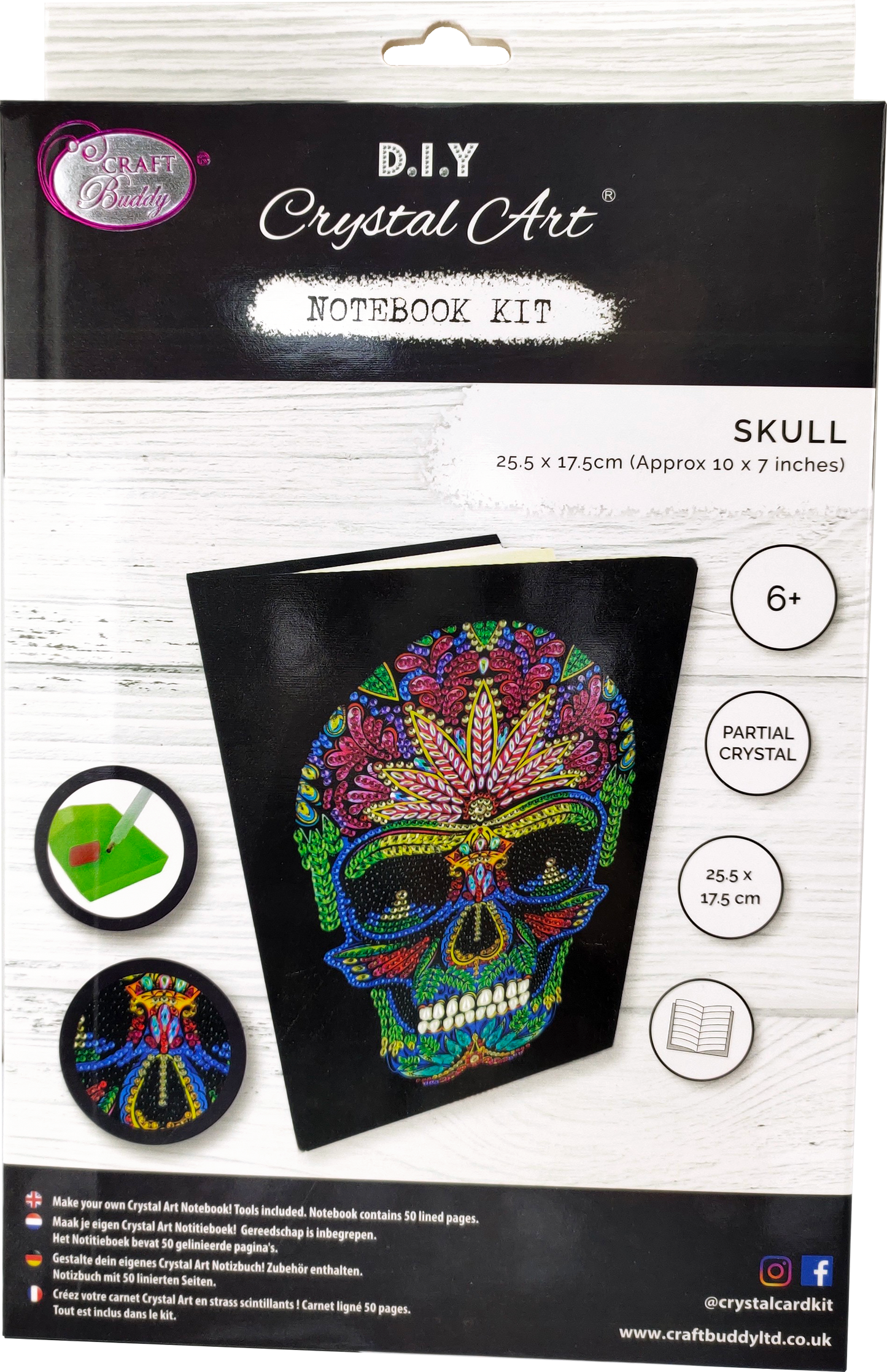 CANJ-4 "Skull" Crystal Art Notebook Kit, 26 x 18cm