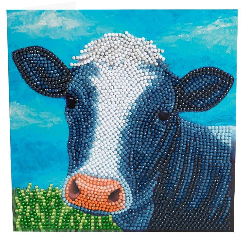 Cute Cow 18x18cm Crystal Art Card