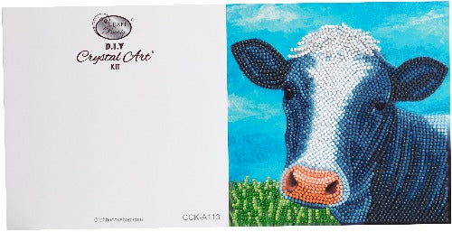 Cute Cow 18x18cm Crystal Art Card