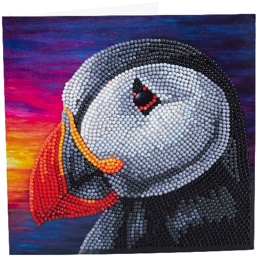 Puffin Sunset Crystal Art Card