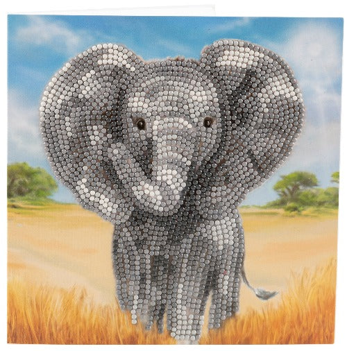 "Baby Elephant" 18x18cm Crystal Art Card